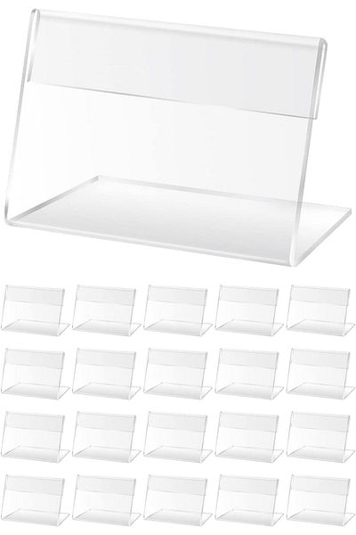 erorex 3.2 X 2.2 Inches Acrylic Sign Holder Slant Back Sign Holders Clear Picture Frame Acrylic Stands L