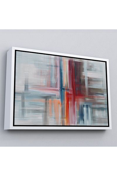 Harita Sepeti Vedere abstractă în ulei cu perie cu șocuri în cadru alb Pictură decorativă pe pânză