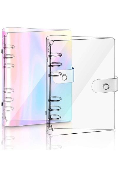 erorex 2 Pcs A5 Rainbow Soft Pvc Notebook Binder Refillable Paper Pvc Binder Loose Leaf Personal Planner