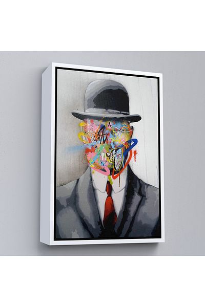 Harita Sepeti Rene Magritte Pictură celebră „Fiul Omului” Graffiti Pop Art cu cadru alb