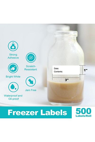 erorex 500Pcs Food Labels 1X3 Inch Removable Freezer And Mason Jar Labels No Residue Food Storage Stickers