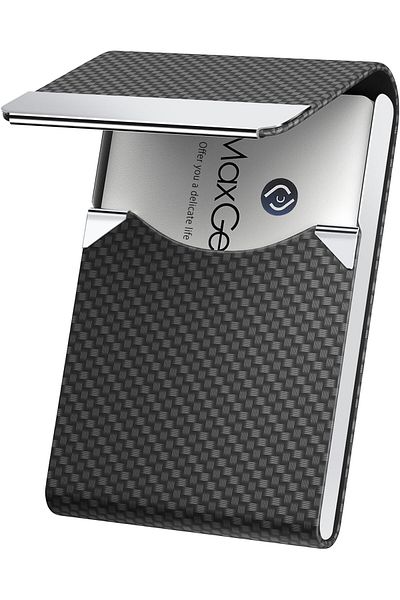 erorex Business Card Holder Pu Leather And Stainless Steel Business Card Case For Men Or Women Slim Name