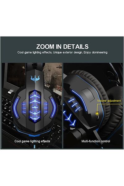 erorex Ov P3 3.5Mm Wired Gaming Headset Portable Surround Sound System Headset With Rotating Mic