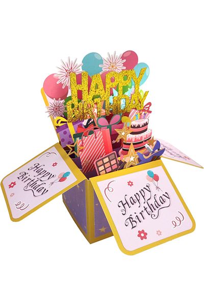 erorex Funny Happy Birthday Pop Up Card Sweet 3D Birthday Gift Box For Adults And Kids With Envelopes