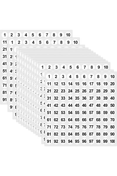 erorex 50 Sheets 1 To 100 Vinyl Consecutive Number Stickers Small Round Labels Inventory Storage