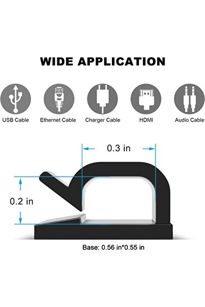erorex 60 قطعة من مشابك الكابلات اللاصقة، مشابك أسلاك حائطية مطورة لإدارة الكابلات، مشابك أسلاك قوية