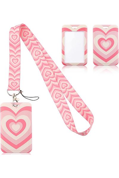 erorex Pink Lanyard Id Card Holder Keys Id Lanyard Badge Card Holder Neck Strap With Hard Plastic For Id