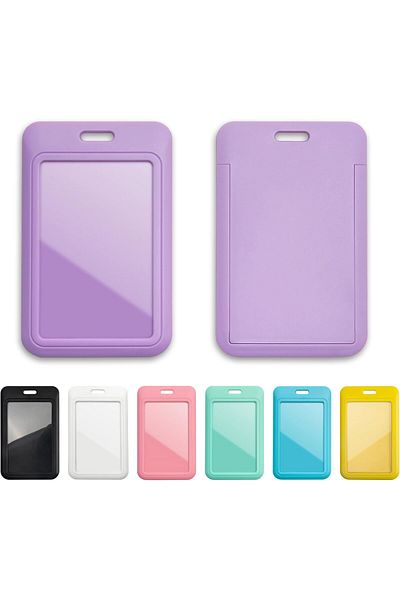 erorex Sliding Id Badge Holder With Clear Window Purple Id Card Protector Pouch For Office School Id