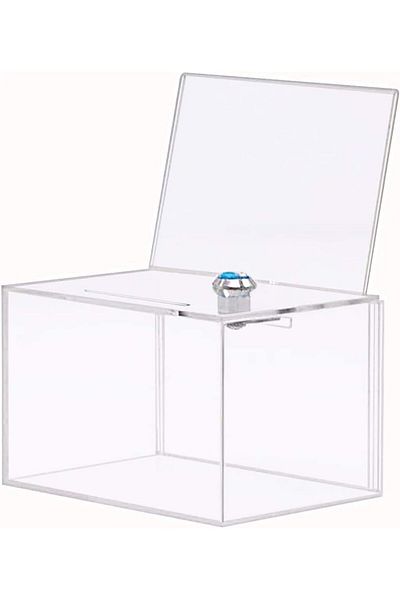 erorex Donation Box With Lock Acrylic Ballot Box Vote Box Ticket Box Clear Suggestion Box With 4X6 Ad