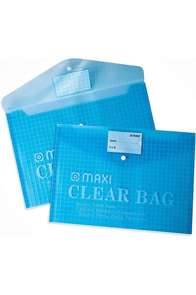 erorex Fool Scap Clear Bag With Name Card Blue