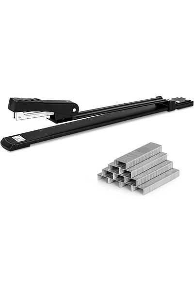 erorex Long Reach Stapler 20 Sheet Capacity Long Arm Standard Staplers For Booklet Or Book Binding Black