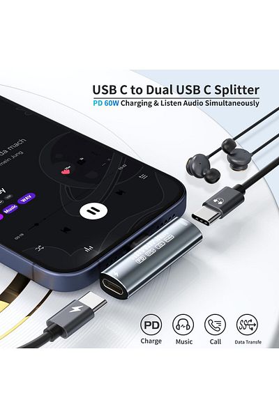 erorex 2 Pack Usb C To 3.5Mm Audio Adapter Type C Aux Headphone Jack Dac Stereo Mic Hifi Right Angle