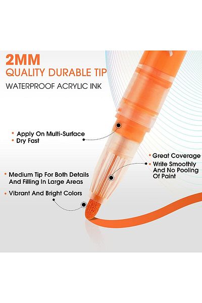 erorex Acrylic Paint Pens Markers 24 Color Waterproof Paint Pens For Rock Painting Stone Ceramic Glass