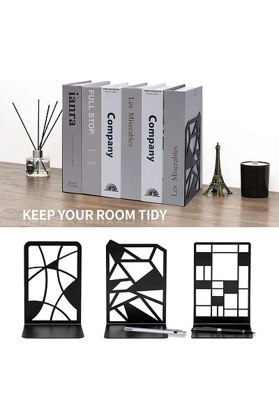 erorex Book Ends 3 Pair Heavy Duty Metal Book End Holder For Shelves Tree Design Book Holder Decorative