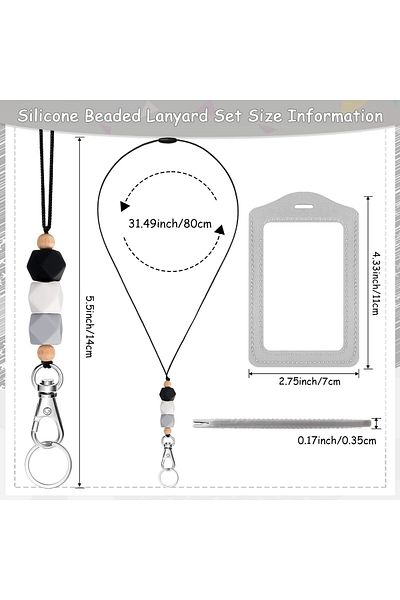 erorex Lanyards With 2 Id Leather Badges Holder Teacher Waterproof Clear Card Holder Silicone Breakaway
