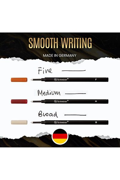 erorex Black Medium Rollerball Refill 4 Superior Quality Refills For Rollerball Pens Safety Ceramic M