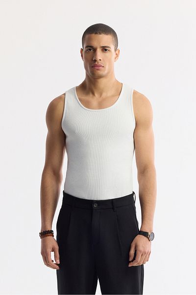 Avva Men's White Sleeveless Basic Ribbed Undershirt A51Y1127