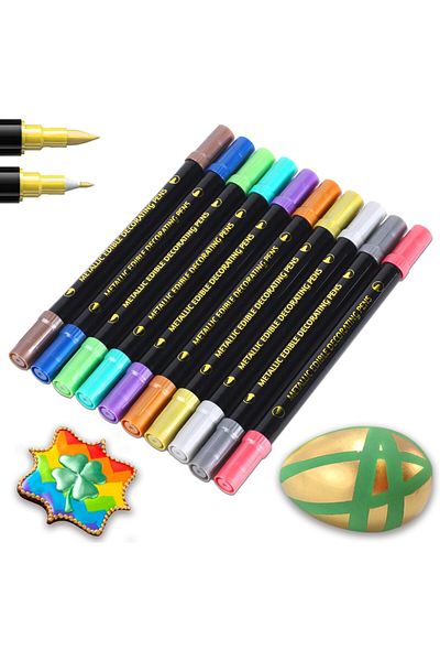 erorex Metallic Markers Pens 10Pcs Upgrade Food Grade Gold Shimmering Pens For Cake Painting Baking