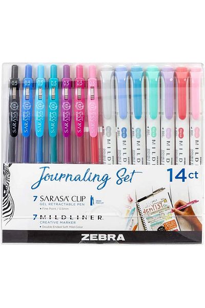 erorex تتضمن مجموعة أقلام تدوين الملاحظات 7 أقلام تحديد Mildliner و7 أقلام حبر جل قابلة للسحب بمشبك متنوعة