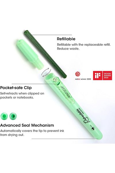 erorex Retractable Highlighters 6 Mild Assorted Colors: Chisel Tip Click Aesthetic Highlighter Marker Pens