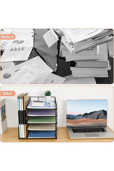 erorex Desk Organizers And Accessories 5 Tier Paper Letter Tray Organizer With File Holder Desktop
