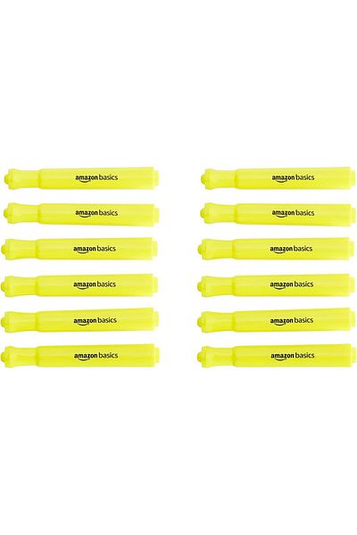 erorex Tank Style Highlighters Chisel Tip Yellow 12 Pack