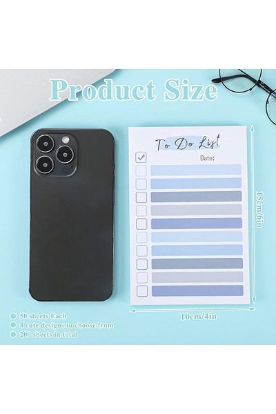 erorex 4 Packs To Do List Sticky Notes 200 Pcs Self Stick Colors Sticky Notes Portable To Do List Planner