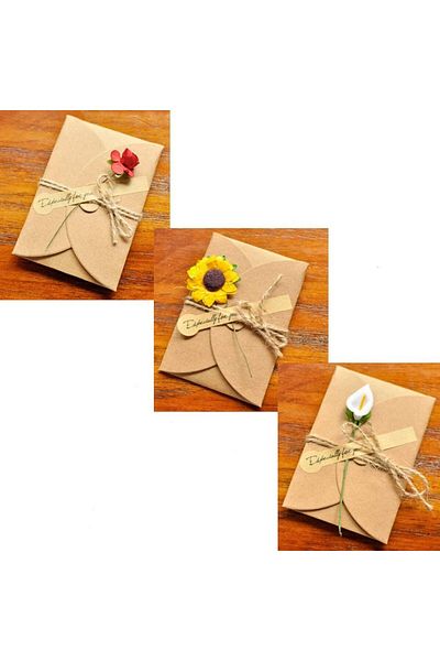 erorex 4 Pack Flower Pattern Thank You Card Handmade Invitation Greeting Card Wish Card For Wedding