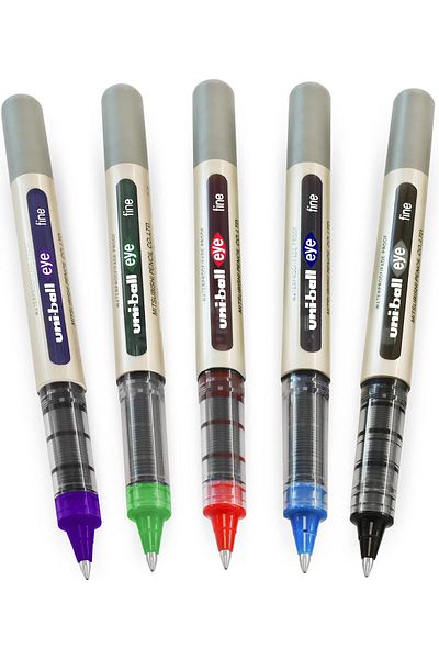 erorex Eye Ub 157 Rollerball Pens 0.7Mm Nib Black Blue Red Green Violet Pack Of 5