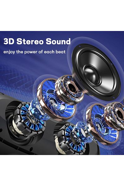 erorex مكبر صوت محمول بتقنية البلوتوث مع أضواء LED وعمر بطارية يصل إلى 8 ساعات وTF وUSB وAux ودعم Bluetooth 5.3