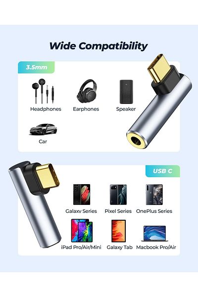 erorex محول USB C، محول صوت USB C إلى 3.5 مم، موزع سماعة رأس AUX إلى USB C، محول مقبس USB C