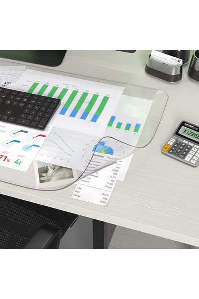 erorex Clear Writing Desk Pad 23.6 Inch X13.7” Heat Resistant Waterproof Pvc Round Edge Durable Desk