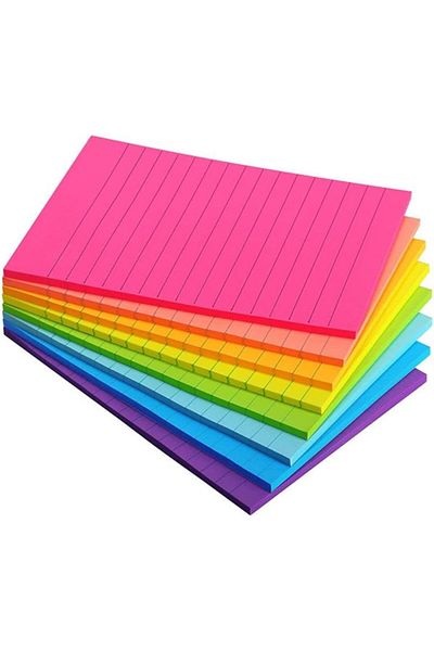 erorex Lined Sticky Notes 4X6 In Post Super Sticking Power Memo Pads 8 Bright Colors Large Ruled Post