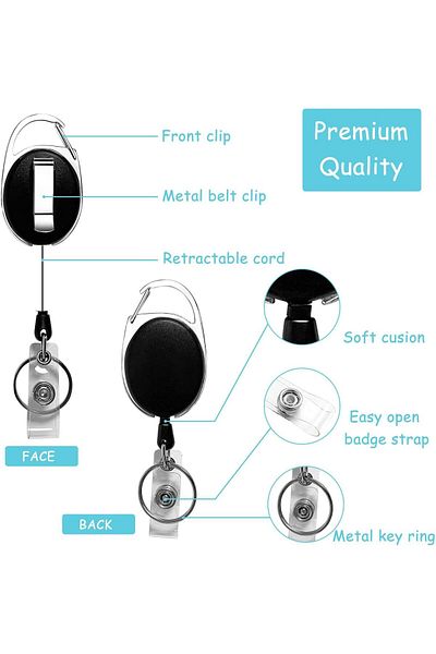 erorex Retractable Badge Holder Keychain Heavy Duty Badge Carabiner With Strong Nylon Pull Cord Reels Id