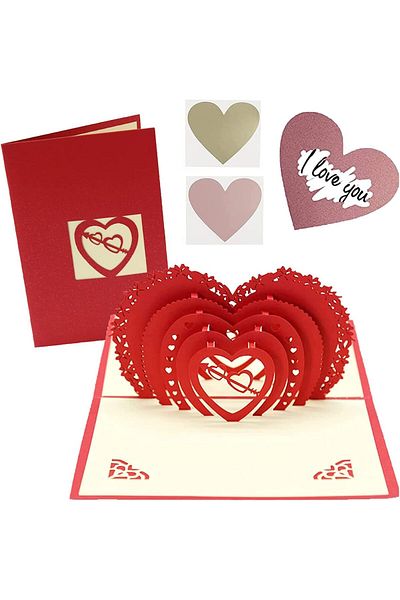 erorex Valentines Card Valentines Card For Her And Him Heart Shaped 3D Pop Up Greeting Valentines Card