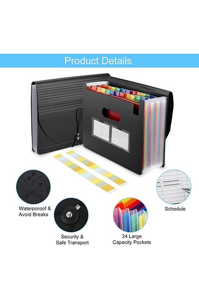 erorex Expanding File Folder 25 Pockets Document Folder Portable Document Organizer With Colored Tabs File