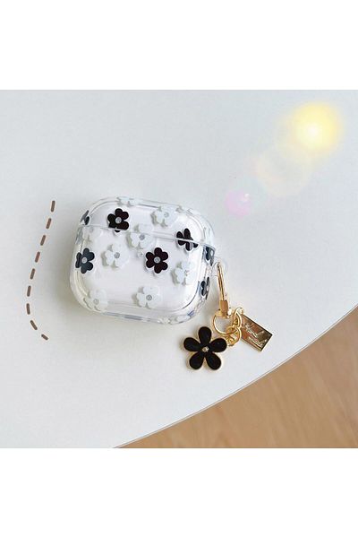 erorex For Airpods 3Rd Gen Case 3D Flower With Keychain Clear Hard Tpu Protective Cover Soft Transparent