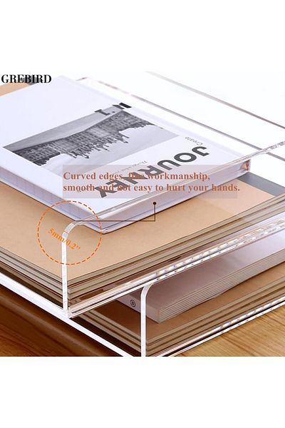 erorex Paper Organizer Tray 2 Tier Acrylic Paper Letter Tray Stackable Transparent Desktop Document
