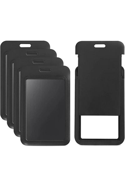 erorex Sliding Badge Holder 10 Pack Badge Holder For Id Credit Cards Black Id Hard Card Case With Double