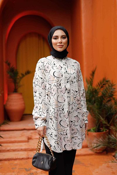 Lamazi Veil Patterned wide fit comfortable hijab women's shirt