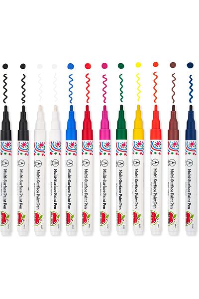 erorex Set Of 12 Multi Surface Fine Tip Paint Pens Perfect For Indoor And Outdoor Arts And Crafts Projects