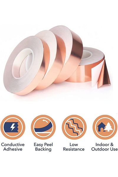 erorex Copper Foil Tape 2Pcs 10Mm Single Sided Conductive Copper Tape With Adhesive For Emi Shielding Slug
