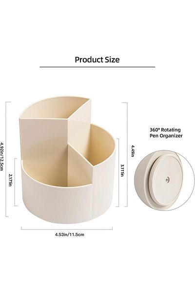erorex Desk Pencil Pen Holder 3 Slots 360 Degree Spinning Pencil Pen Desk Organizers Desktop Storage Pen