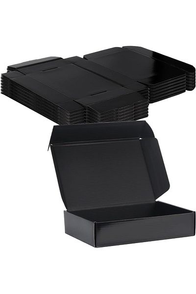 erorex Black Shipping Boxes 20 Pack 15X10X4Cm Tab Locking Literature Mailer Boxes Flat Shipping Boxes