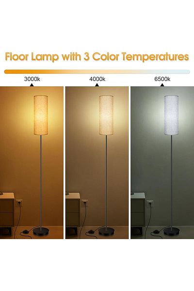 erorex Floor Lamp For Living Room With 3 Color Temperatures Standing Lamp With Linen Lampshade Tall Lamps