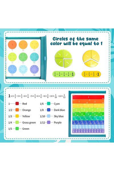 erorex Magnetic Fraction Educational Puzzle Magnetic Fraction Tiles And Fraction Circles With Pen