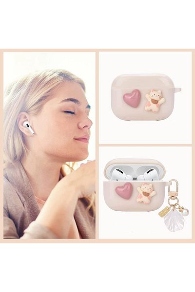 erorex Glitter Butterfly Silicone Case For Airpod Pro 2Pcs Soft Case Soft Touch Case Keychain Glitter