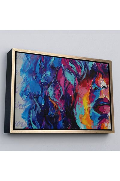 Harita Sepeti Frumoasa fată în cadru de aur, pictură în ulei abstractă, vedere, pictură decorativă pe pânză