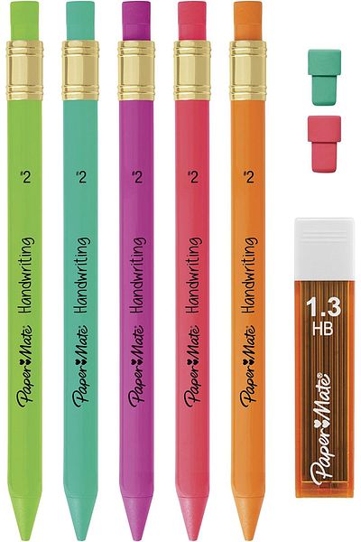 erorex Handwriting Triangular Mechanical Pencil Set With Lead And Eraser Refills 1.3 Mm Pencils For Kids