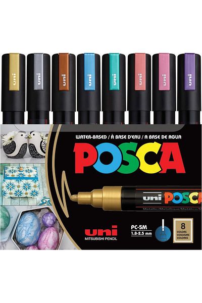 erorex Pc 5M Water Based Permanent Marker Paint Pens Set Of 8 Metallic Colors
